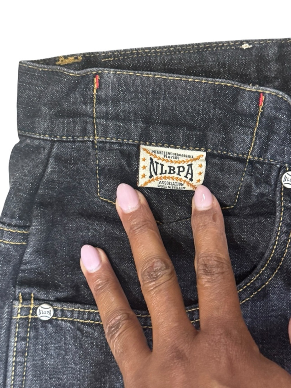 Negro League Baseball Players Association VTG Denim Patched Jeans 38x34 - Picture 3 of 10